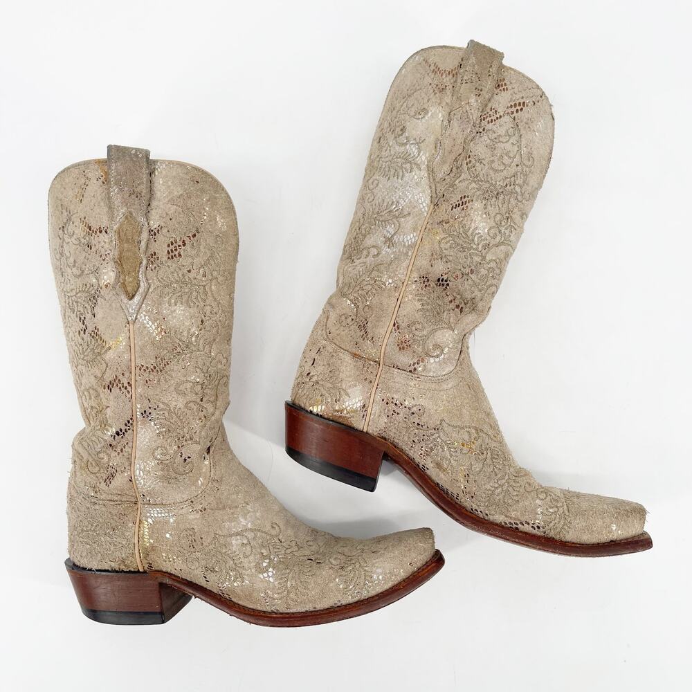 Lucchese Women’s 7.5 Stone Metallic Python Print … - image 3